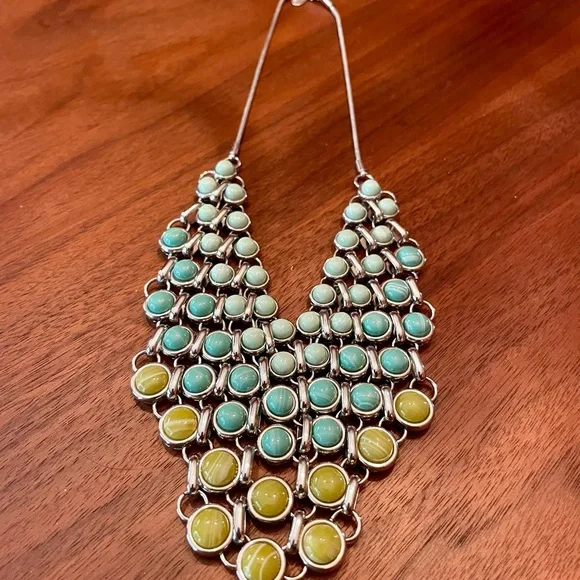 Elegant Turquoise and Yellow Statement Necklace - Picture 1 of 2